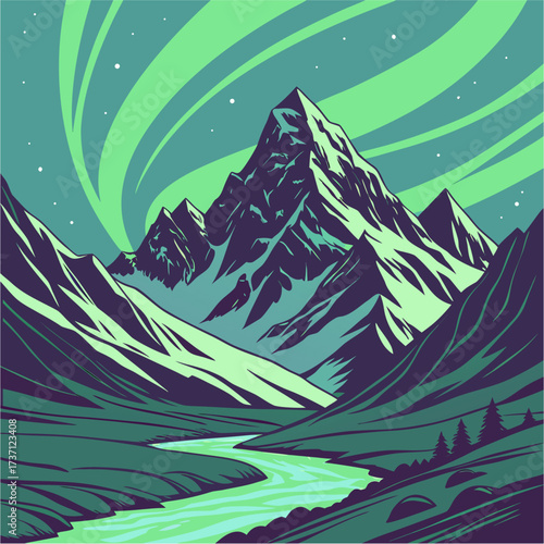 vector illustration of a mountain of pakistan