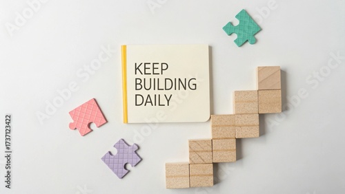Wallpaper Mural Building Blocks of Success and Motivation with Puzzle Pieces and Daily Affirmations for Personal Growth and Development Torontodigital.ca