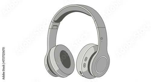 Modern Wireless Headphones Isolated on White – Stylish Over Ear Audio Device for Music, Gaming, Podcast, Studio, and Digital Entertainment Design