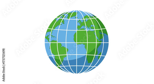 Globe Earth Icon Isolated on White – World Map Symbol for Global Business, Travel, Education, Environment, and International Communication Design