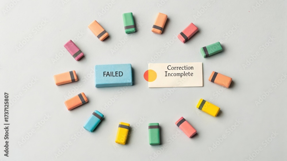 custom made wallpaper toronto digitalCreative Representation of Correction Process with Colorful Erasers and Cards Symbolizing Failure and Incomplete Tasks