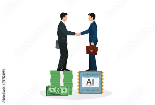 icon logo work art design vector element Partnership, teamwork or collaboration to success, cooperation concept, businessman handshake invest chip ai to future connect  together