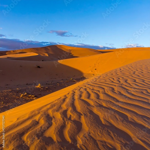 Fototapeta Naklejka Na Ścianę i Meble -  Sunrise over a vast desert dune landscape