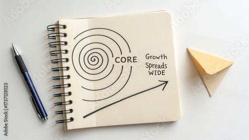 Wallpaper Mural Core Concept of Growth Representation with Spiral Design on Notepad with Pen and Paper Triangle in Minimalist Setting Torontodigital.ca