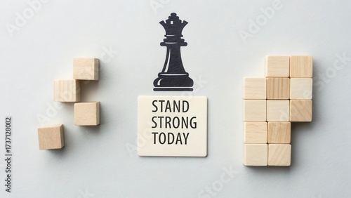 Wallpaper Mural Motivational Message with Chess Piece and Wooden Blocks for Inspiration and Strength in Daily Life Torontodigital.ca