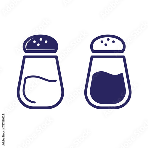 Simple vector illustration of salt shakers isolated against a plain white background