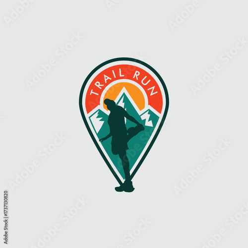 ultra trail run logo vector image