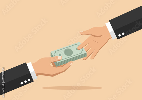 Handing over money a financial transaction business concept payment giving money.