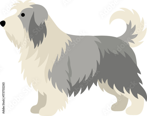 Cartoon Style Cute Old English Sheepdog Detailed Illustration Graphic