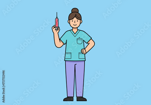 Nurse holding a syringe ready to administer an injection healthcare professional.