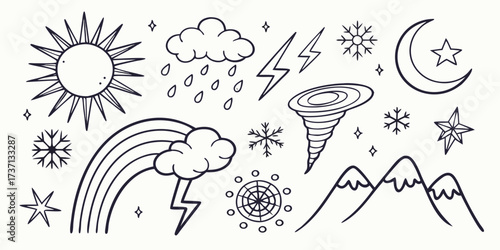 Collection of weather icons and symbols