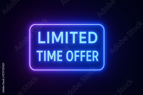 Limited Time Offer Neon Signboard With Blue And Purple Glow Effect