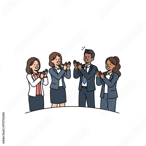Group of business people clapping hands in appreciation.