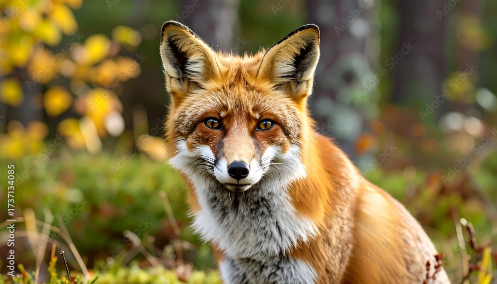 Fototapeta premium Close-up of a red fox in autumnal forest