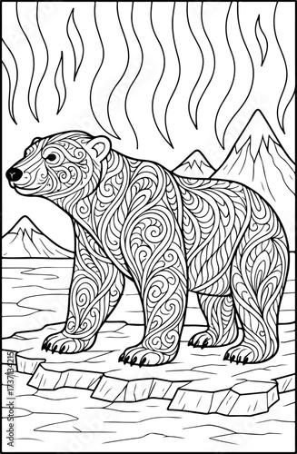 Polar Bear On Arctic Ice With Steam Clouds Nature Coloring Page