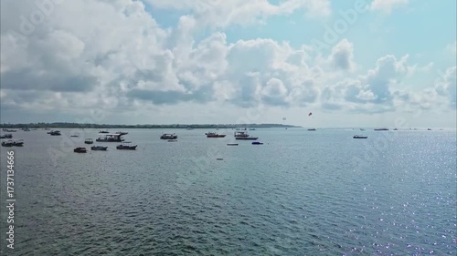 Aerial view of water rides in Tanjung Benoa, Bali.