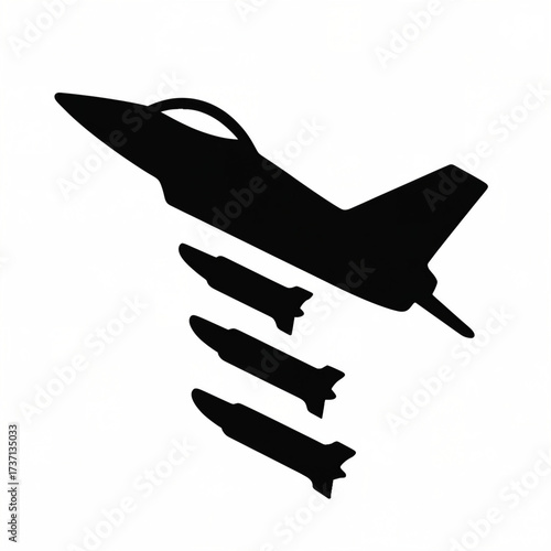 Fighter Jet Launching Missiles Vector Icon – Military Aviation and Air Strike Illustration
