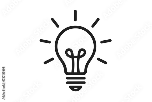 Light bulb line icon. Symbol of idea, creativity, innovation and solution. Electric lamp pictogram for inspiration and knowledge. Shining bright lightbulb outline vector.