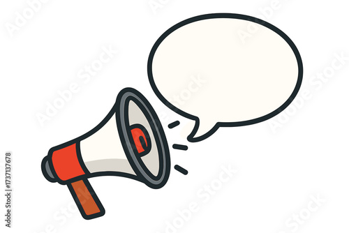 Megaphone loudspeaker with an extra bonus speech bubble. Banner for business, marketing, and advertising. Announce a sale, discount, or special offer. Vector illustration.