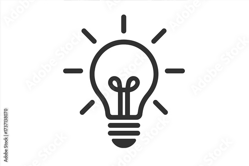 Light bulb icon. Idea, innovation, solution concept. Vector lamp illustration. Symbol of creativity, inspiration, thinking, genius, invention. Electric energy, power, light, glow.