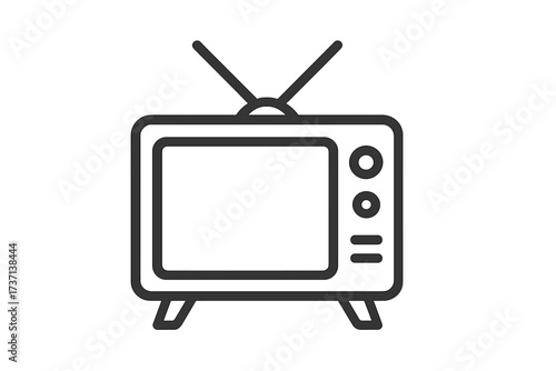 Set of Minimalist Line Icons of TV Set with Editable Stroke, Linear Pictogram Design for Cards, Apps, Banners, Posts, Transparent Vector Cartoon Illustration
