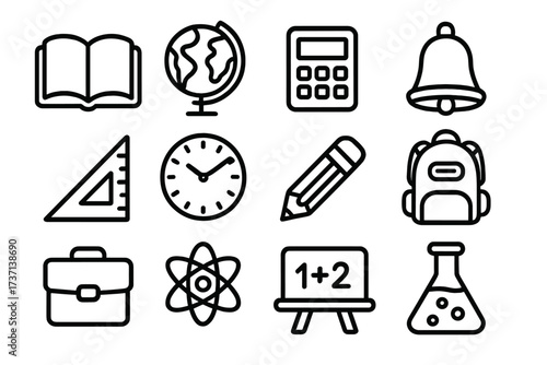 Real estate line icon set with vector cartoon illustrations, transparent background, ordered collection of minimalistic property and housing symbols for modern design