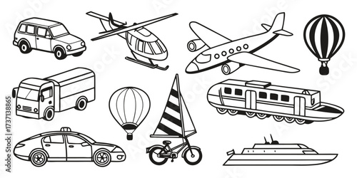 Collection of various modes of transportation