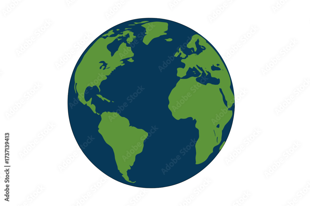 Fototapeta premium Vector illustration of planet Earth globe. World map showing continents. Global business concept. International travel symbol. Geography and ecology icon. Isolated on white.