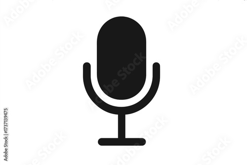 Vector microphone icon illustration with transparent background, simple sound recording symbol, audio technology, podcast and music studio concept, minimal design