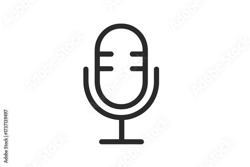 Vector microphone icon with transparent background, modern minimalistic design, audio recording symbol, sound studio equipment illustration for digital projects and media production
