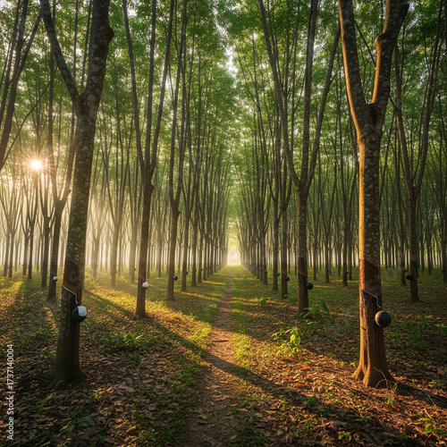 Picture of rubber trees in the garden