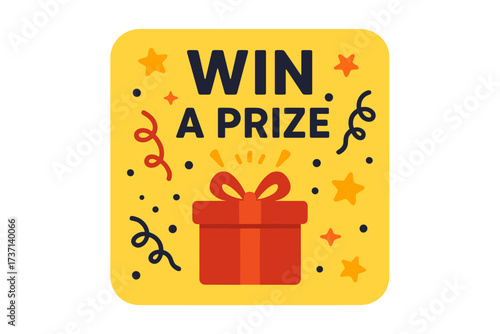 Giveaway banner template for social media posts. Win a prize contest announcement design. Vector illustration of a gift box for promotion, marketing, and advertising.