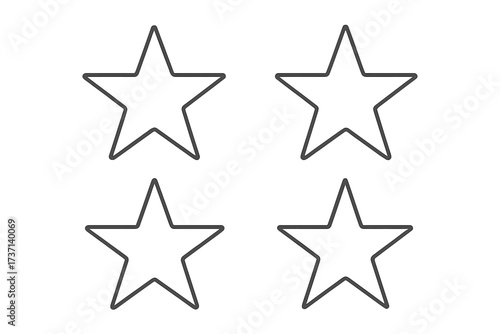 Editable Star Outline Icon Collection for Infographics, Articles, Books, Flyers, Banners, Vector Cartoon Style with Transparent Background, Perfect for Graphic Design and Web Use