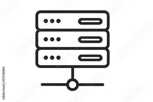 Network server connection icon, technology data center vector illustration, server rack stack with network node, digital cloud storage symbol, data technology concept