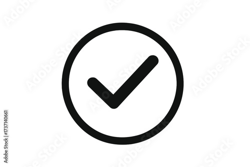 Check mark icon vector. Tick symbol in circle. Approve, accepted, and confirmed sign. Correct, yes, and ok button for vote. Success and validation concept design element.