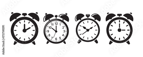 Retro Wake Up Time Alarm Clock Vector Icons