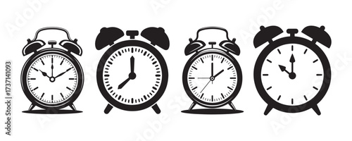 Retro Wake Up Time Alarm Clock Vector Icons