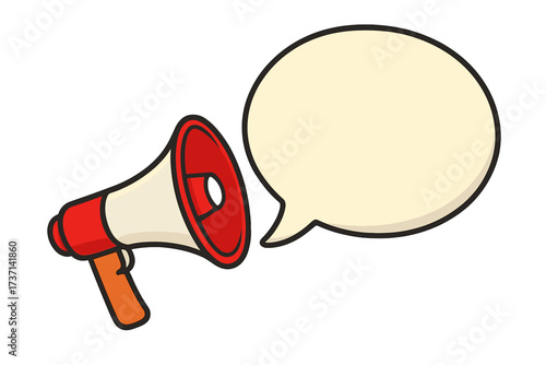 Megaphone with speech bubble for latest news. Loudspeaker announcement. Banner for business marketing, advertising, and promotion. Communication and alert message concept vector.