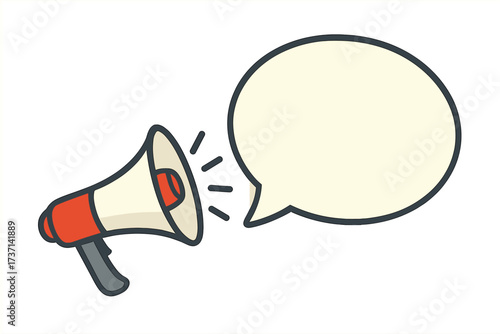 Megaphone with speech bubble for latest news. Loudspeaker icon for announcement, alert and advertising. Concept for business marketing, promotion and communication banner.