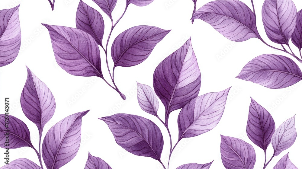 Obraz premium Purple Leaves Pattern Seamless Background