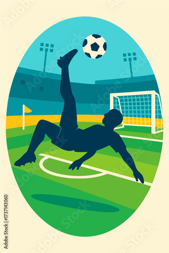 Soccer Goalkeeper Diving Save In Stadium Dynamic Sports Silhouette