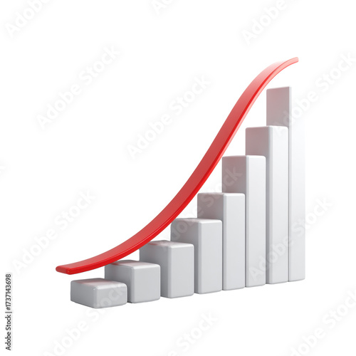 Free Download Growth Chart with Rising Bars and Red Trend Curve - GFXLoad