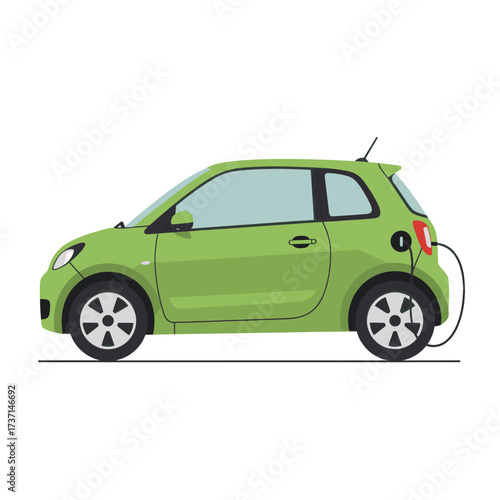 Small Green Electric Car Charging