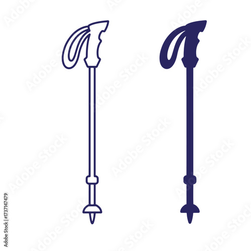 Vector illustration depicting two hiking poles isolated against a clean white background