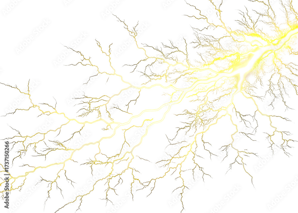Fototapeta premium Yellow lightning bolt isolated on transparent background