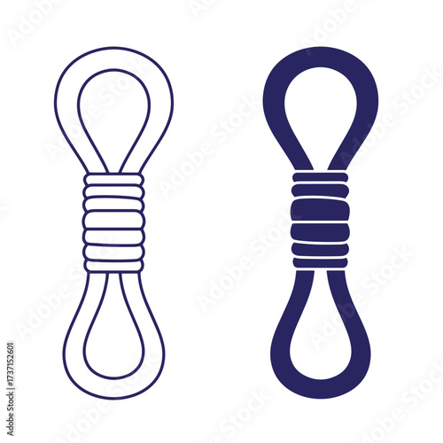 Vector illustration of two simple noose designs in outline and solid dark blue colors