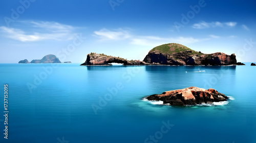 Volcanic island with underwater lava tubes