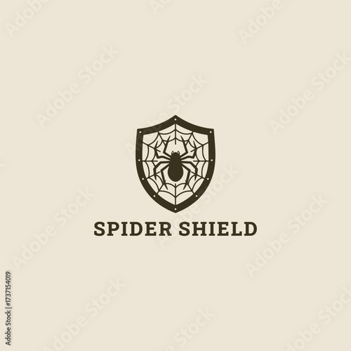  Spider shield logo vector icon illustration