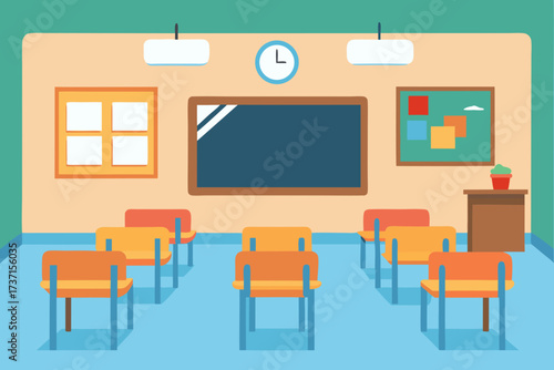 empty classroom with blackboard