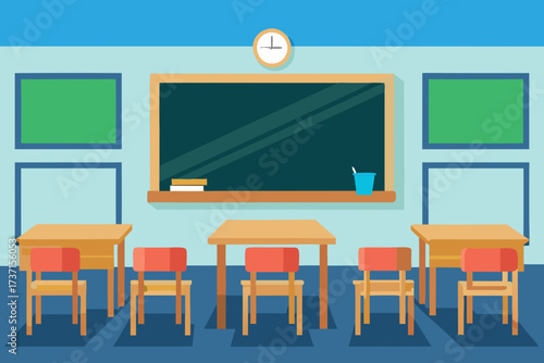 classroom with blackboard